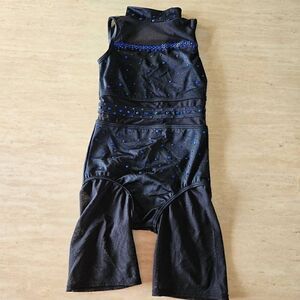 Weissman custom costume NWOT black with royal blue stones child intermediate jaz